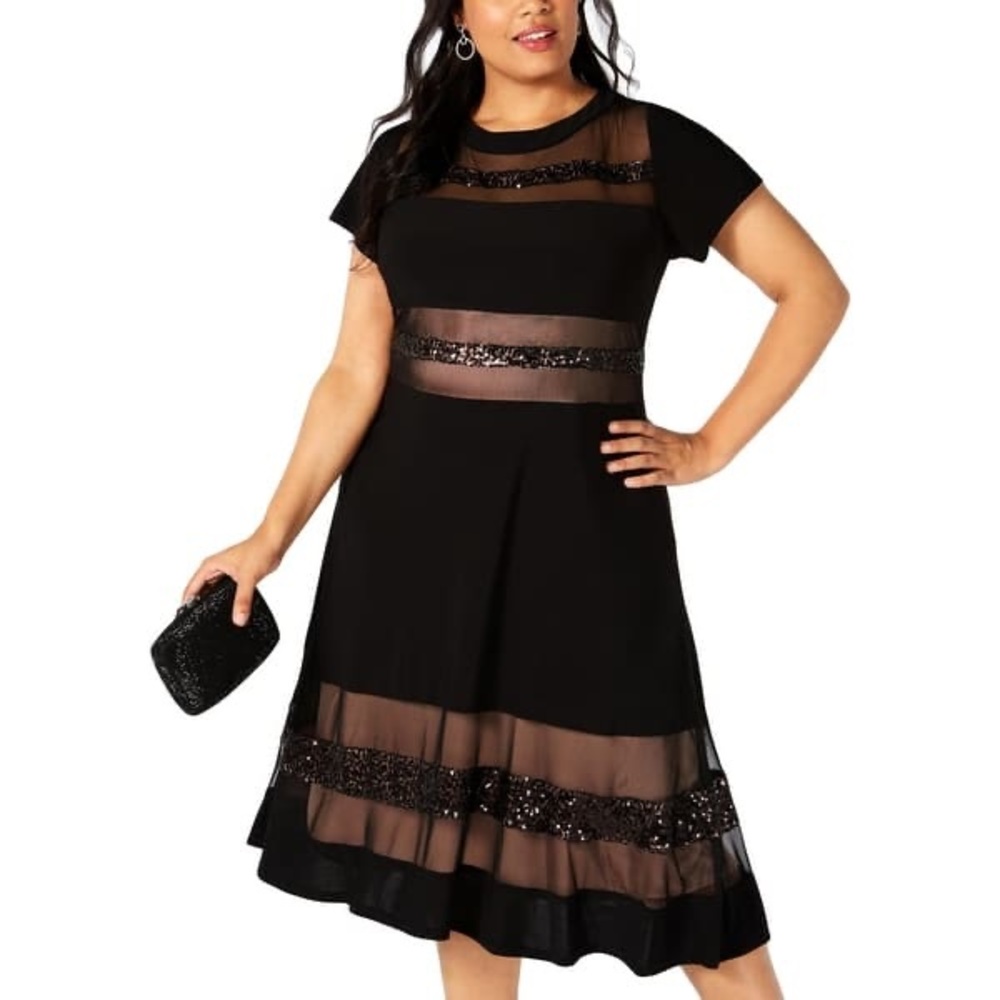 Mesh and Sequin Midi Dress